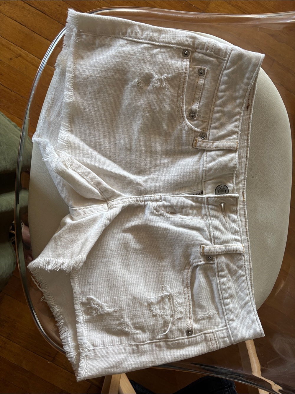 American Eagle Outfitters White Distressed Denim Shorts